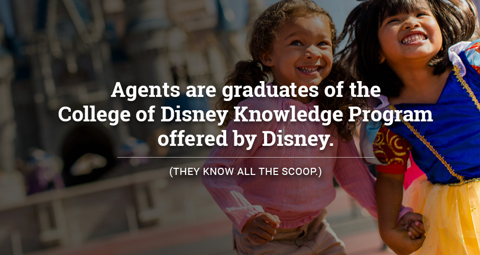 Travel agents are graduates of the College of Disney Knowledge Program 